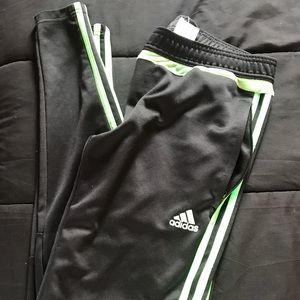 Black and green adidas climacool joggers
